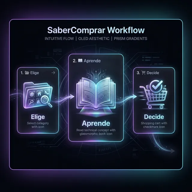 Diagrama de flujo de SaberComprar: Elección, Aprendizaje y Decisión de compra informada
